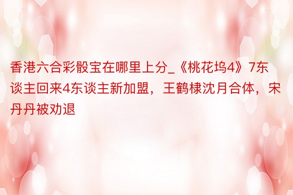 香港六合彩骰宝在哪里上分_《桃花坞4》7东谈主回来4东谈主新加盟，王鹤棣沈月合体，宋丹丹被劝退