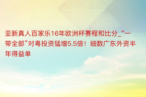 亚新真人百家乐16年欧洲杯赛程和比分_“一带全部”对粤投资猛增5.5倍！细数广东外资半年得益单