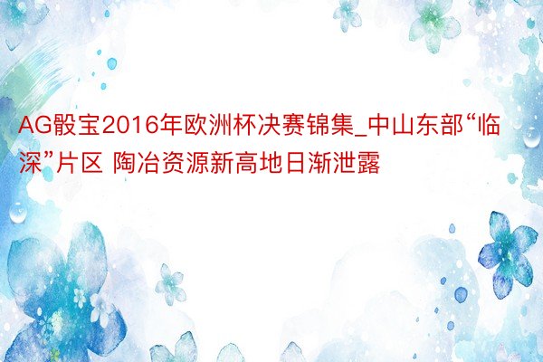 AG骰宝2016年欧洲杯决赛锦集_中山东部“临深”片区 陶冶资源新高地日渐泄露