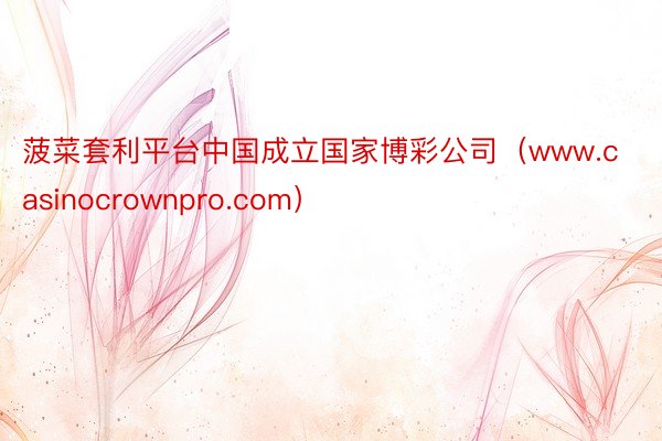 菠菜套利平台中国成立国家博彩公司（www.casinocrownpro.com）