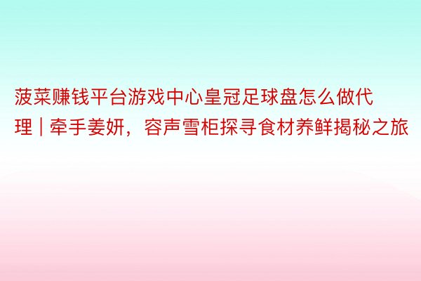 菠菜赚钱平台游戏中心皇冠足球盘怎么做代理 | 牵手姜妍，容声雪柜探寻食材养鲜揭秘之旅