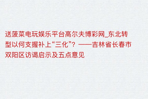 送菠菜电玩娱乐平台高尔夫博彩网_东北转型以何支握补上“三化”？——吉林省长春市双阳区访谒启示及五点意见